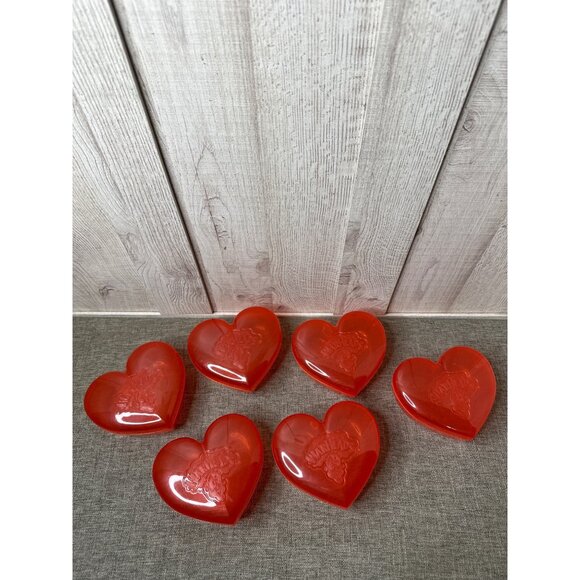 Warheads Heart Shaped Red Plastic Empty Containers Set Of 6 - Picture 1 of 5